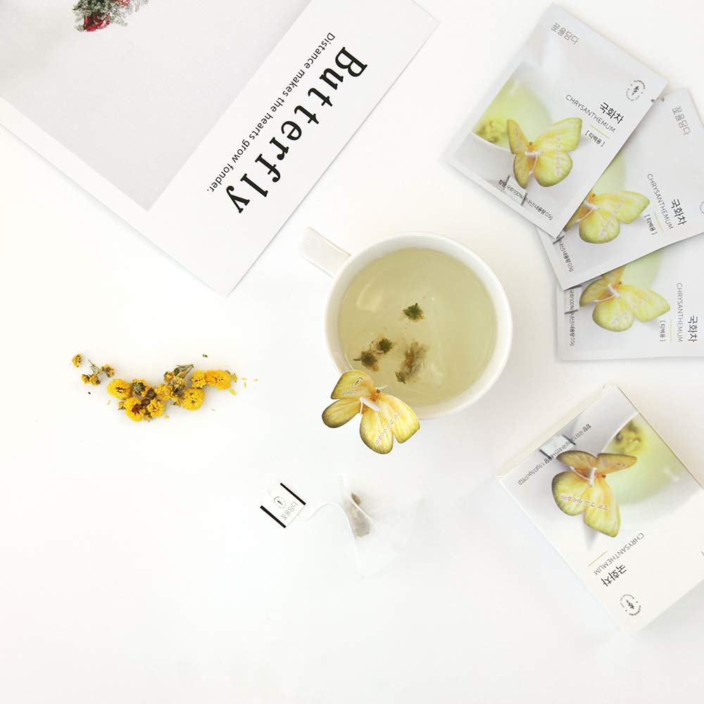 KKOKDAM Korean Tea Gift Set – 6 Flavor Butterfly Tea Bag Sampler – Elegant Box for Tea Lovers - Perfect as Unique Gifts
