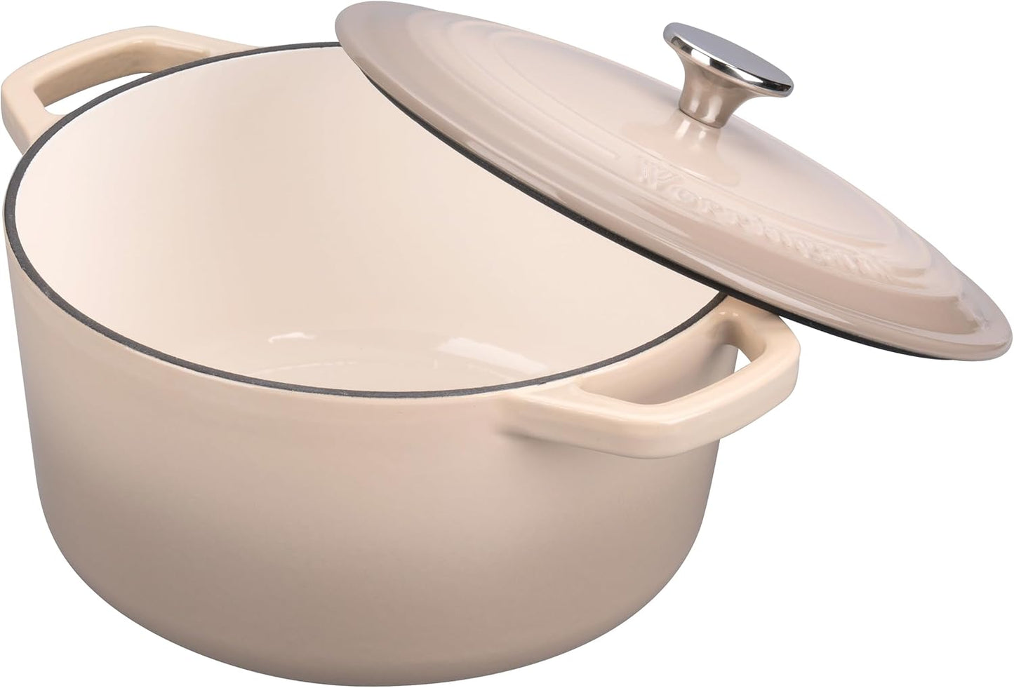 Enameled Cast Iron Dutch Oven Pot with Lid, for Bread Baking, Round Bread Oven- include Sourdough Bread Baking Supplies Set, 6QT, Latte