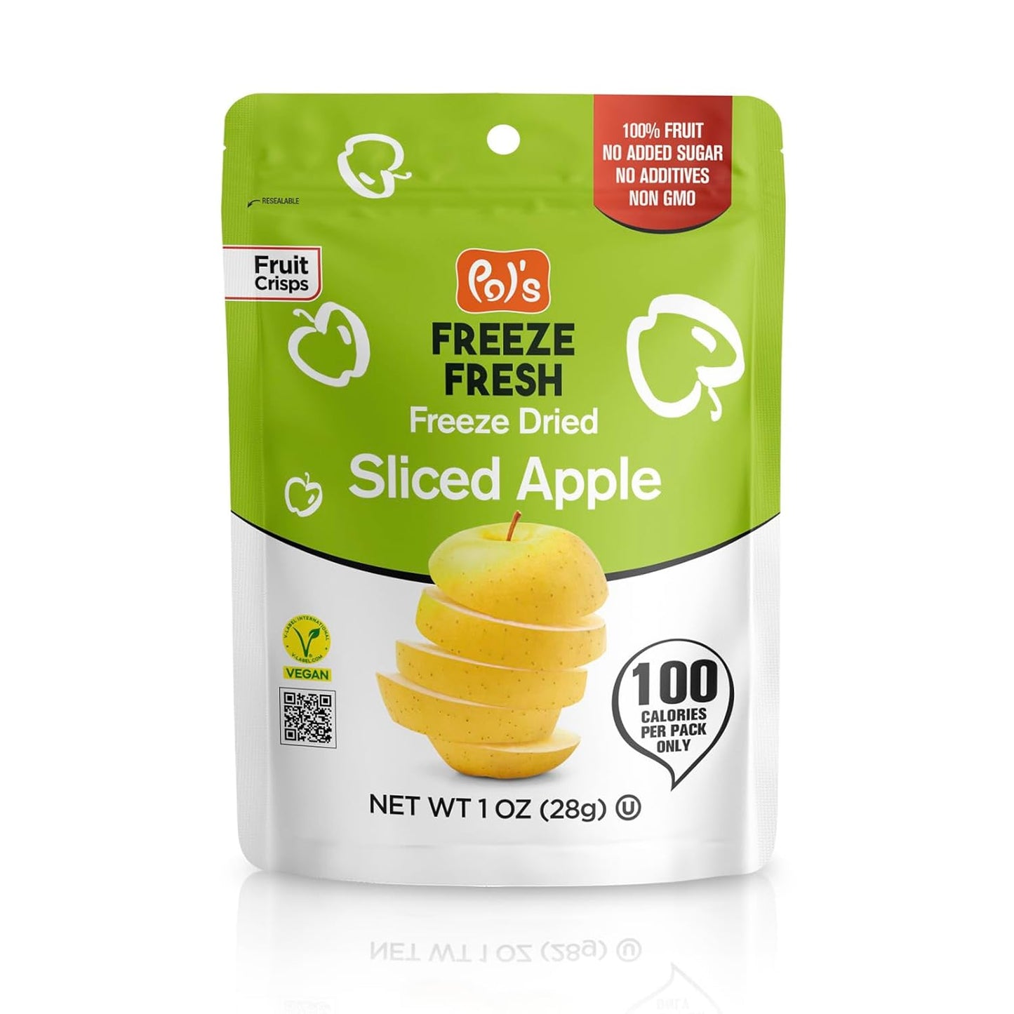 Pol’s Freeze Fresh - 6 Pack Sliced Freeze Dried Apples (1 Oz Each), Non-GMO, Kosher, No Added Sugar, Gluten-Free, Vegan, Single-Serve Packs