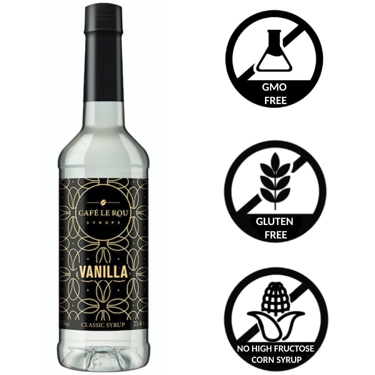 "NEW" Café Le Rou Vanilla Classic Syrup - 25.4 oz, 1 Pack with 1 Gold Pump Dispensers 25.4 Fl Oz (Pack of 1)