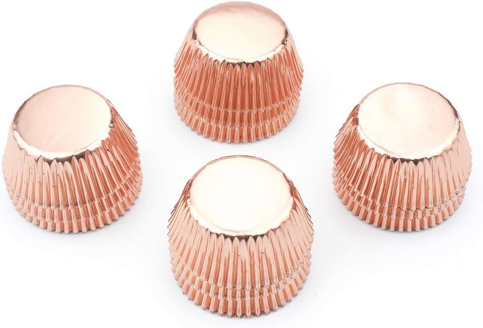 Gifbera Mini Rose Gold Foil Cupcake Liners Metallic Baking Cups, 300-Count