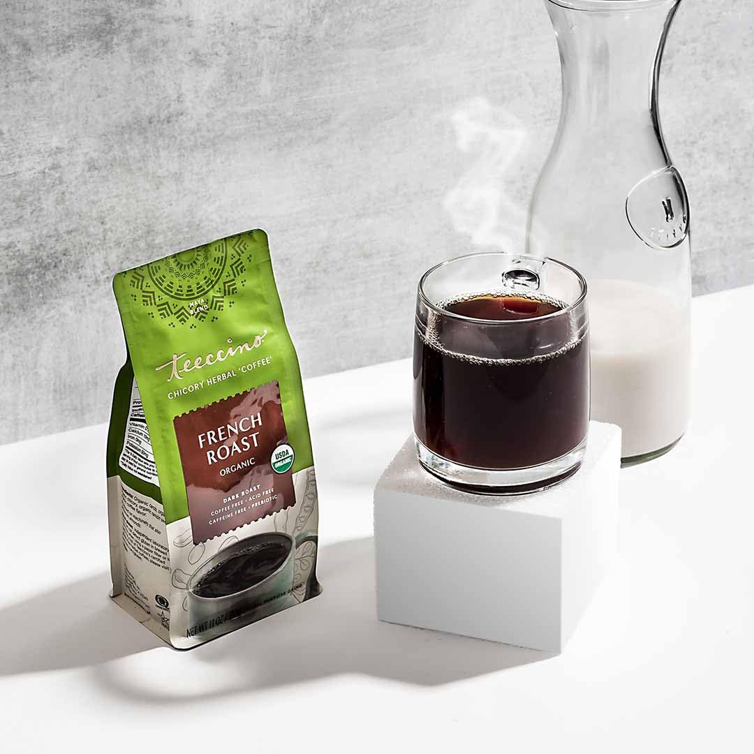 Teeccino French Roast Chicory Coffee Alternative, 5 Lb Bag - Ground Herbal Coffee That’s Prebiotic, Caffeine-Free & Acid Free, Dark Roast, 5 lb
