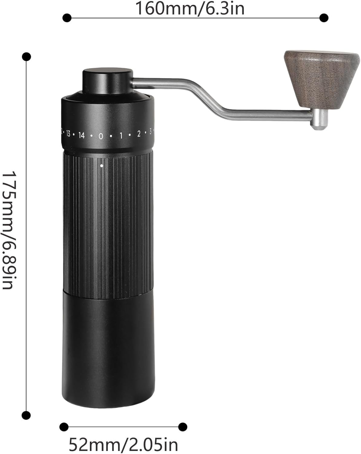 Manual Coffee Grinder, Hxswkk Hand Coffee Bean Grinder with 6-star Stainless Steel Burr for Espresso, Moka, Pour Over, French Press, External Adjustable Setting, for Camping Travel Home Office