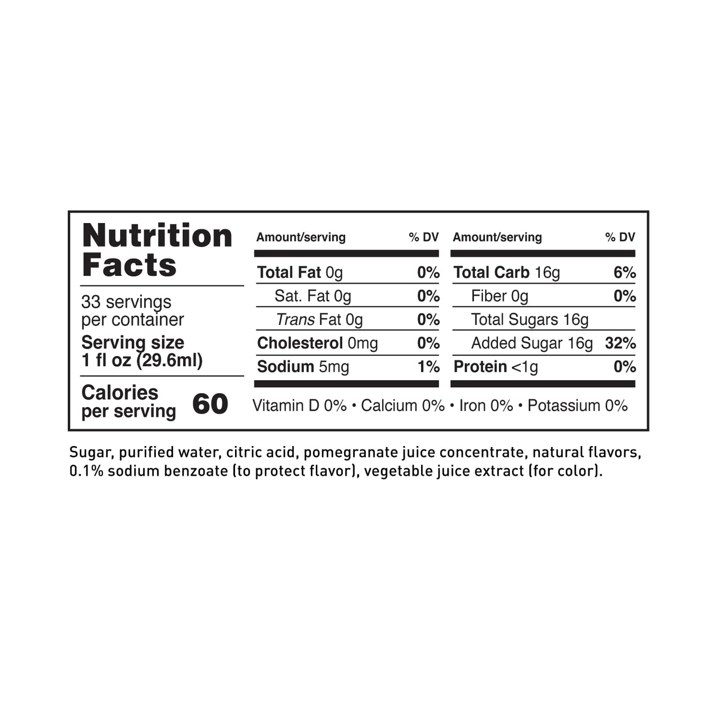 (4-Pack) LAVA Premium Grenadine Syrup, Made with Pomegranate Juice, 100% Sugar, 33.8oz (1-Liter), No Artificial Sweeteners, Flavors, or Colors