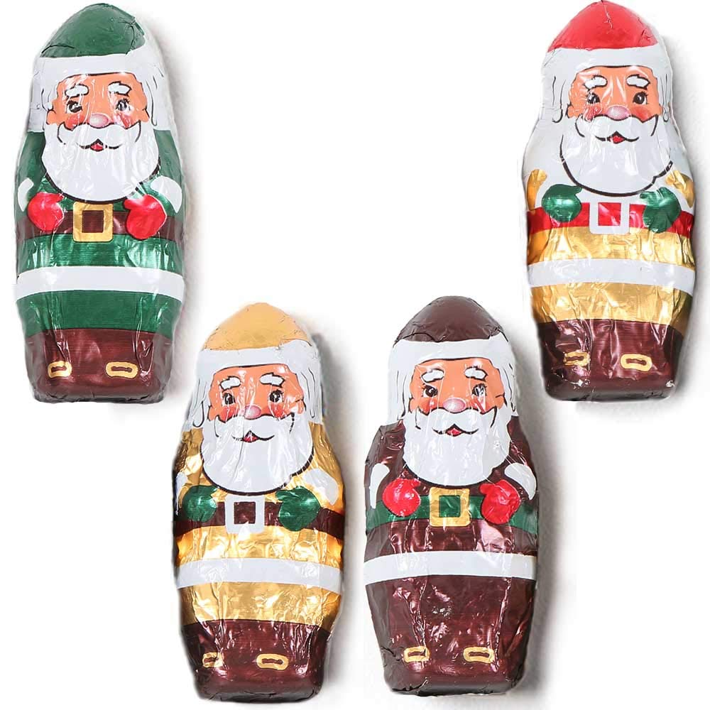Madelaine Solid Premium Dark Chocolate Mini Santas - Christmas Candy, Holiday Treats - Individually Wrapped In Italian Foil Featuring Assorted Holiday Designs (1/2 LB)