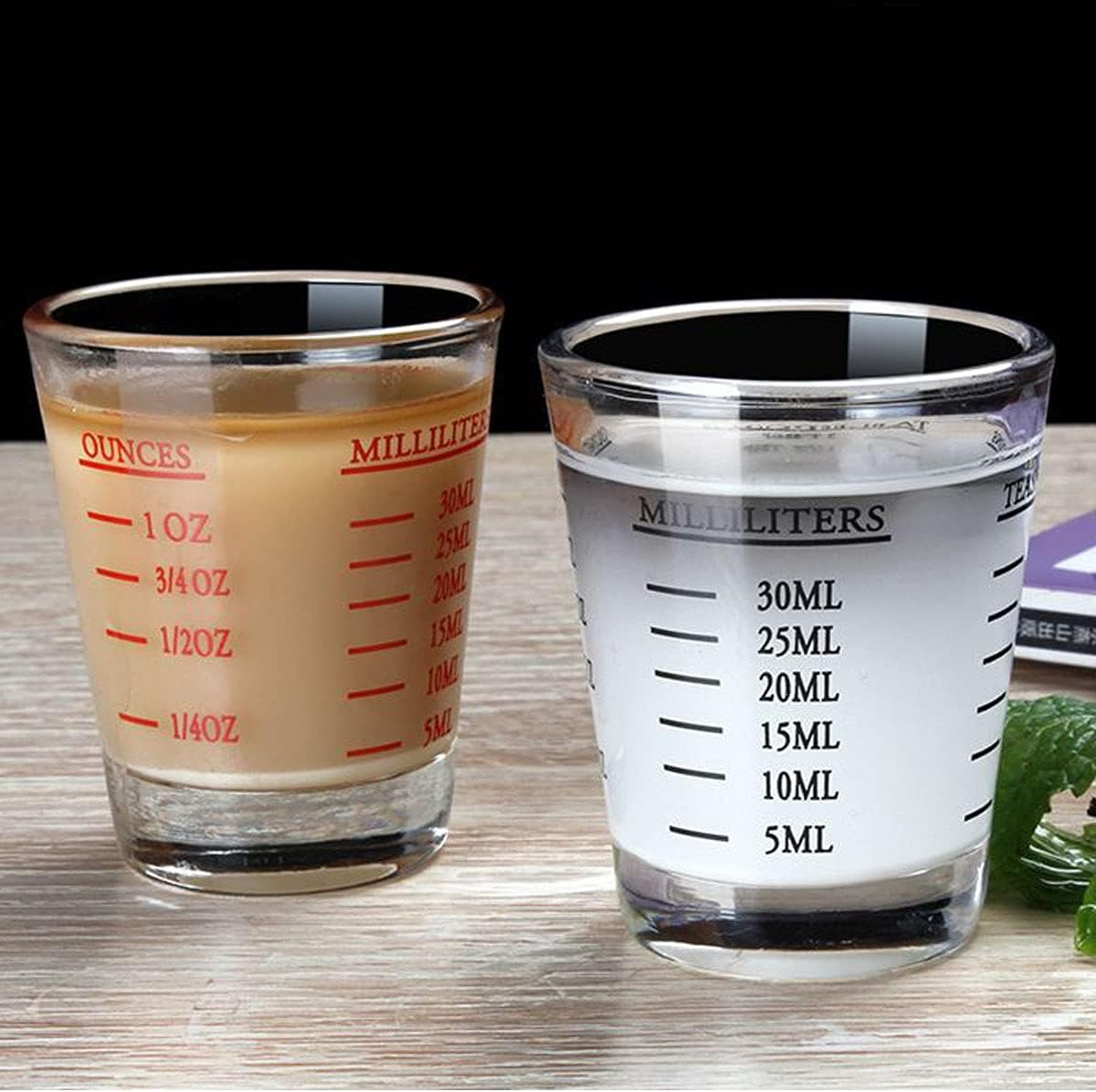 Shot Glasses Measuring cup Espresso Shot Glass Liquid Heavy Wine Glass 2 Pack 26-Incremental Measurement 1oz, 6 Tsp, 2 Tbs, 30ml by TIYOORTA (2 pack white)