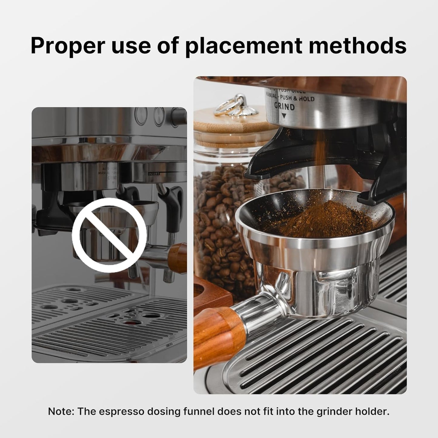 58mm Espresso Dosing Funnel & Puck Screen Kit, 304 Stainless Steel Portafilter Funnel with Filter Screen Set, Espresso Machine Accessories Compatible with 58mm Portafilter