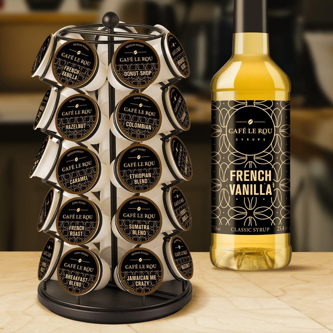 "NEW" Café Le Rou French Vanilla Classic Syrup - 25.4 oz, 1 Pack with 1 Gold Pump Dispensers 25.4 Fl Oz (Pack of 1)