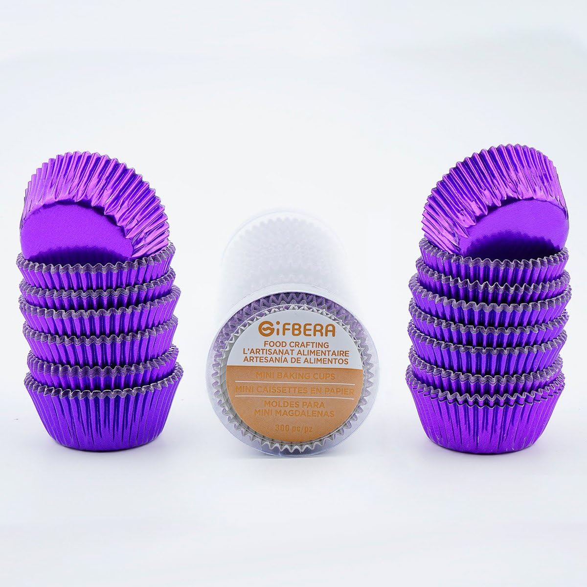 Gifbera Metallic Purple Foil Mini Cupcake Liners Muffin Cups, 300-Count