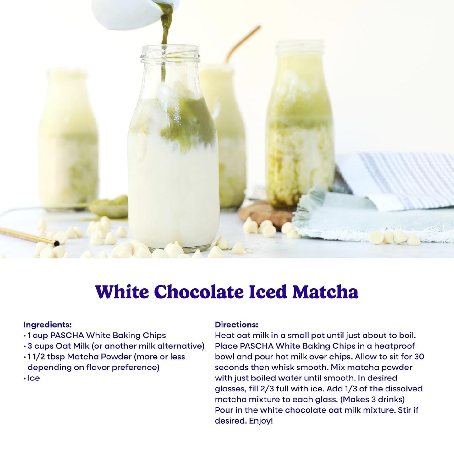 Pascha Organic Vegan White Baking Chips - Dairy-Free Alternative - Rice-Based Bulk Baking Chocolate - Allergen-Free & Plant-Based - Rainforest Alliance Certified Cocoa Butter, (Pack of 6)