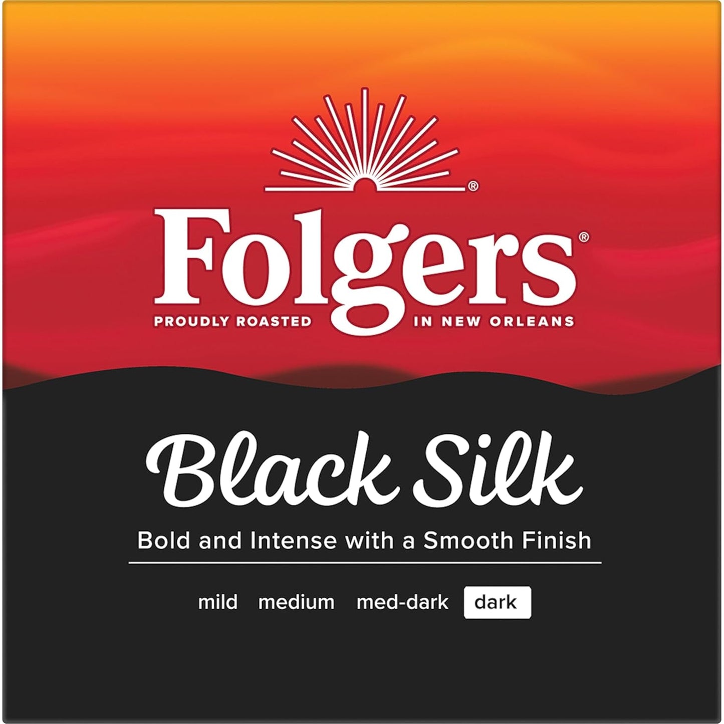 Folgers Black Silk Coffee, Dark Roast, Keurig K-Cup Pods, 10 Count Box (Pack of 6)