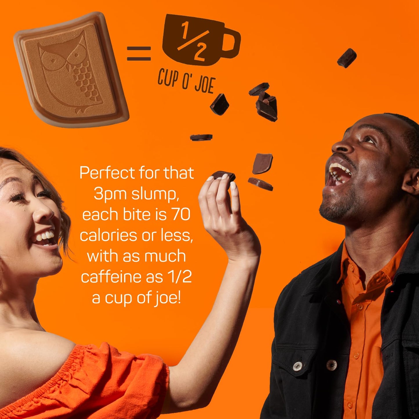 AWAKE - Caffeinated Chocolate Bites - Mint Dark Chocolate, 50 Bites - 50mg Caffeine - Individually Wrapped Energy Bites - Coffee Alternative - Fairtrade, Gluten Free, Non GMO - 0.48oz