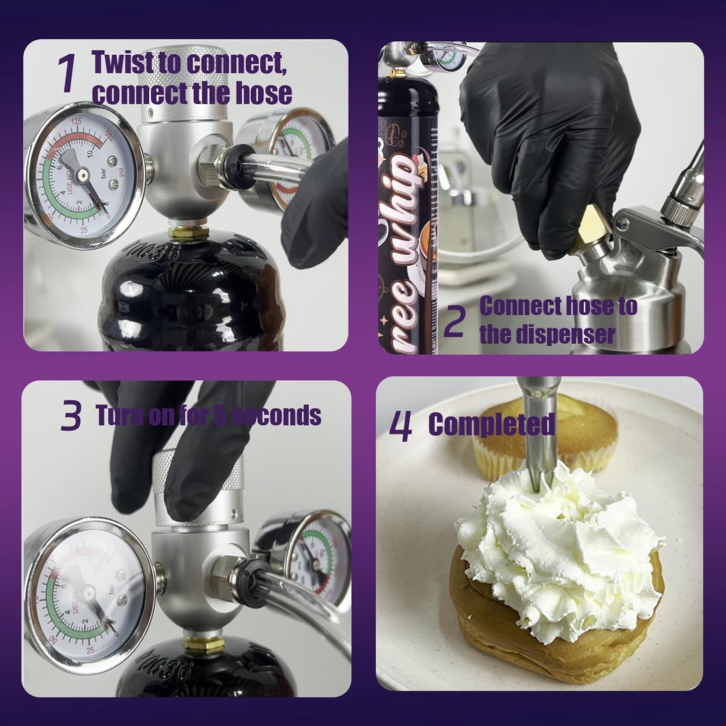 1.1L Whipped Cream Charger (3 Pack) 640G Tank Food Grade WhipPropellant perfect fordesserts&pastries-Original