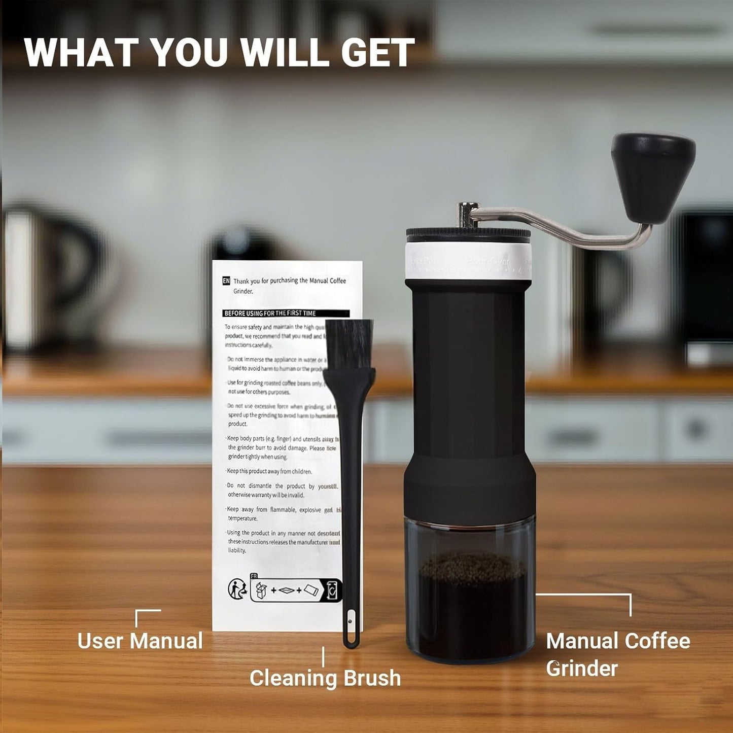 Mini Manual Coffee Grinder – 40 Adjustable Settings, Portable Hand Crank Mill with 30g Capacity, Conical Burr for Espresso, Pour Over, French Press | Perfect for Travel, Camping & Office