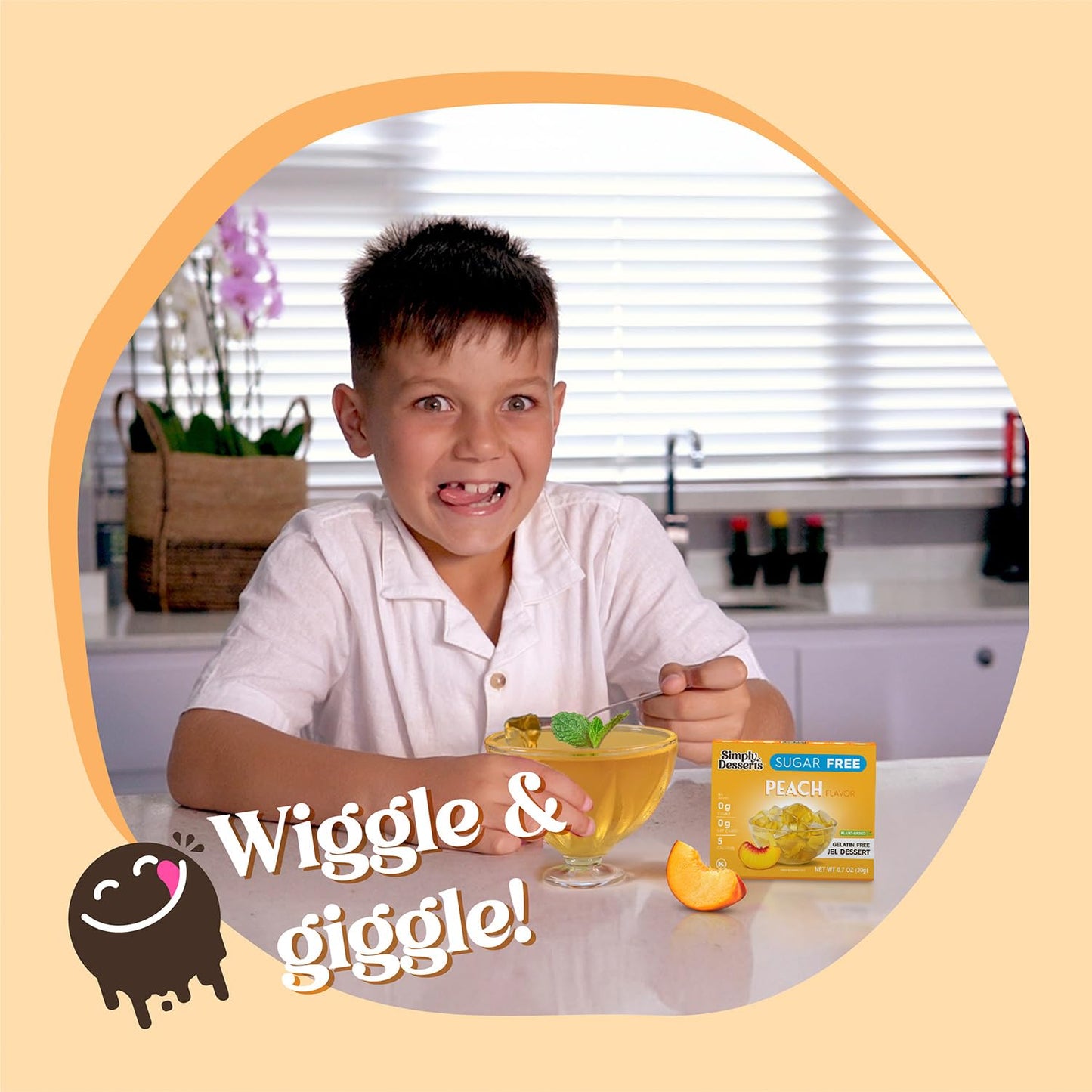 Simply Desserts Sugar-Free Peach Jel, 6-Pack – Vegan Dessert, Keto Snacks, Diabetic Friendly & Kosher, 1.7 Oz Ea