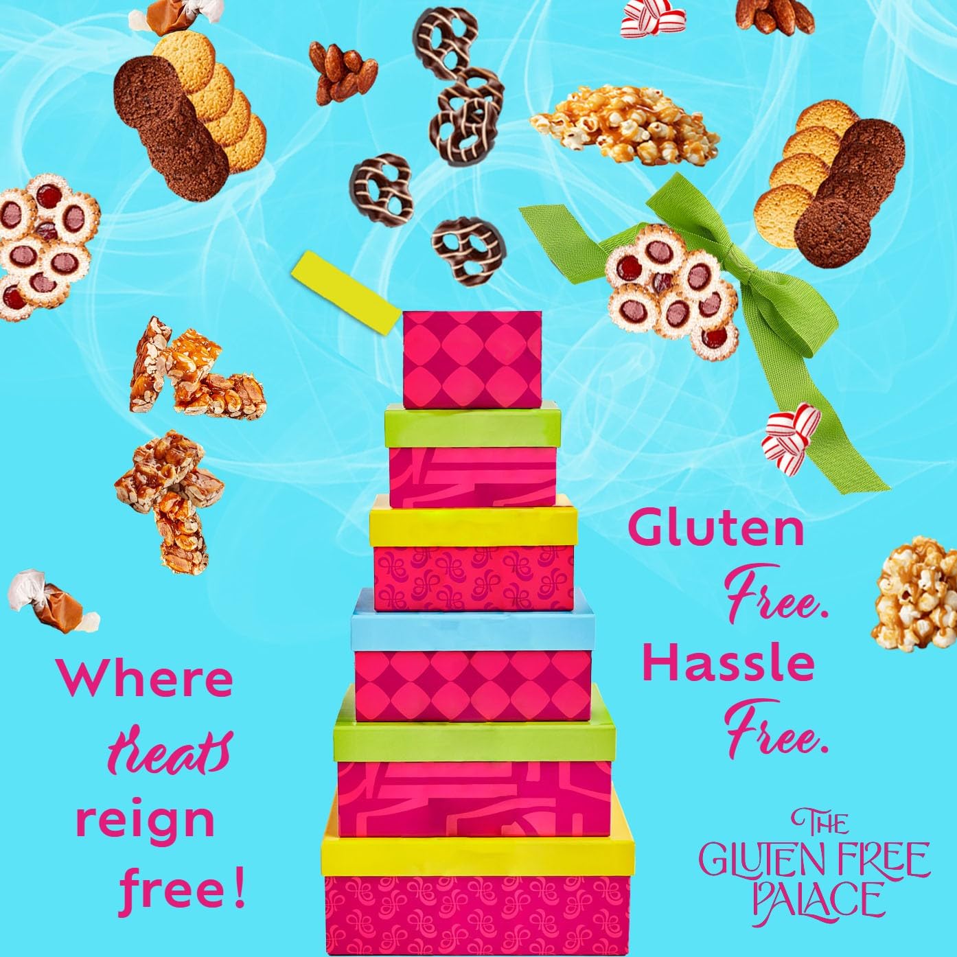 Gluten Free Palace Gift Basket Tower – Mother’s Day Treats – 6-Tier Festive Gluten Free Cookies Gift Basket Treat Tower – Father’s Day Gifts Sweets – Family, Birthday & Thank You Gift Set