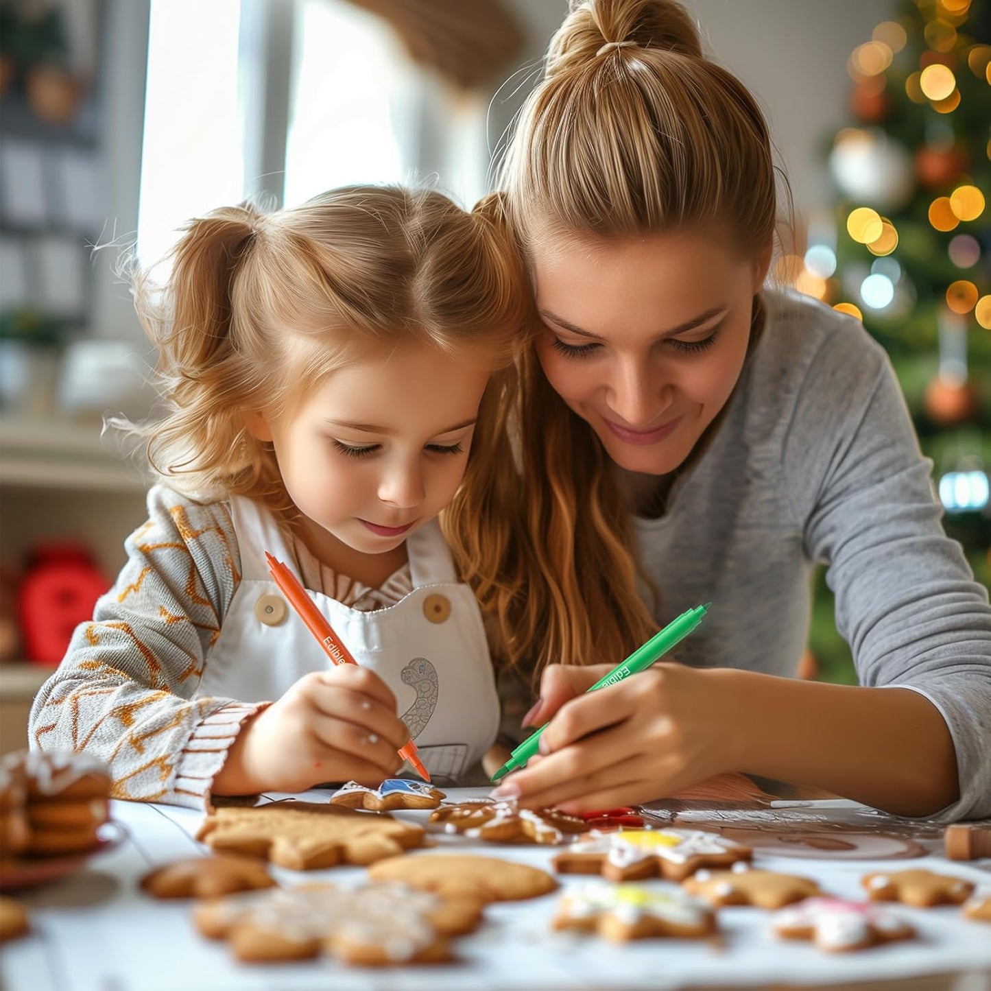 Jewem Edible Markers for Cookie Decorating,12Pcs Food Coloring Pens, Double Side Food Grade Pens with Fine & Thick Tip for Decorating Fondant, Cakes, Cookies, Easter Eggs, Frosting, Macaron, Halloween, Christmas