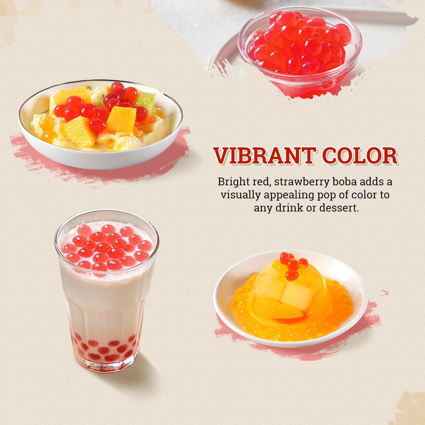 52USA Strawberry Popping Boba (1000g), Popping Pearls for Bubble Tea, Beverages, Sweets, Ice Cream, Shakes, Desserts & Smoothies Topping, 1.1 Pound (Pack of 2)