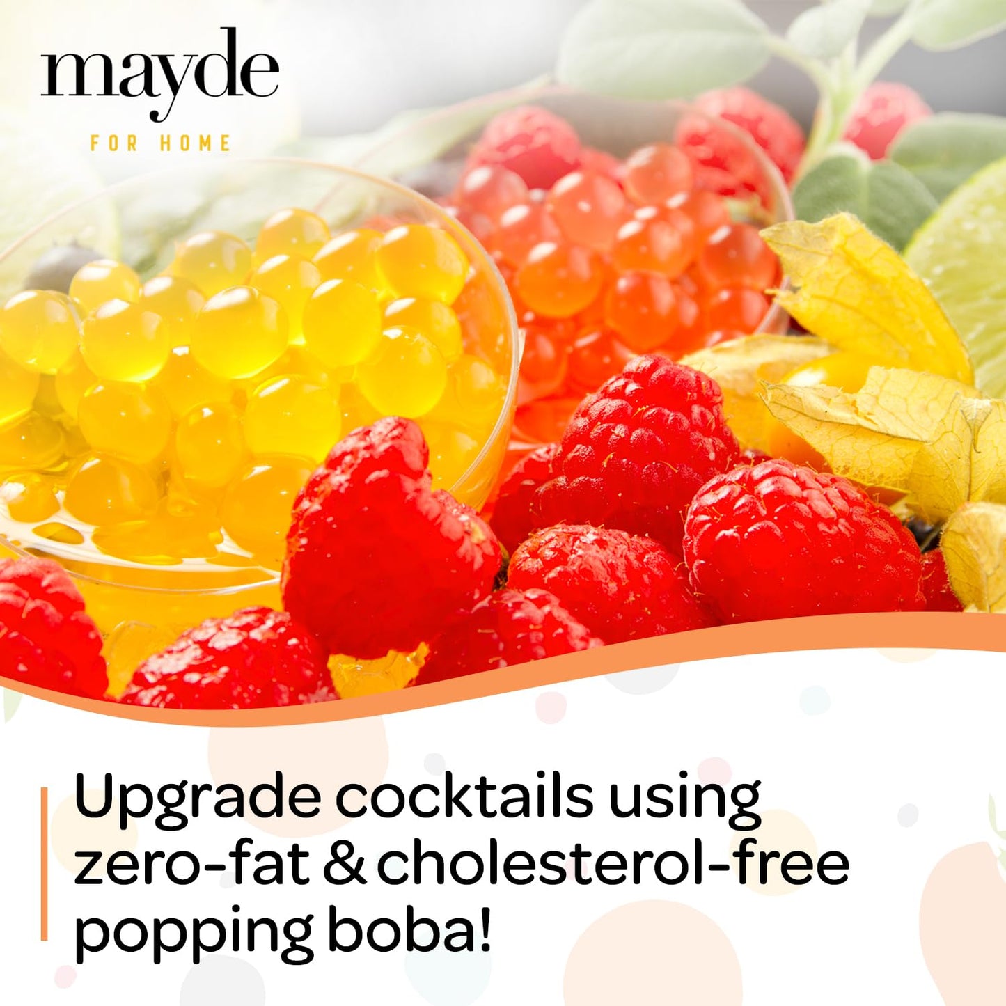 Mayde Popping Boba Pearls, Bubble Tea Pearls for Drinks, Desserts, & Breakfast Bowls (Mango, 2 Pounds)