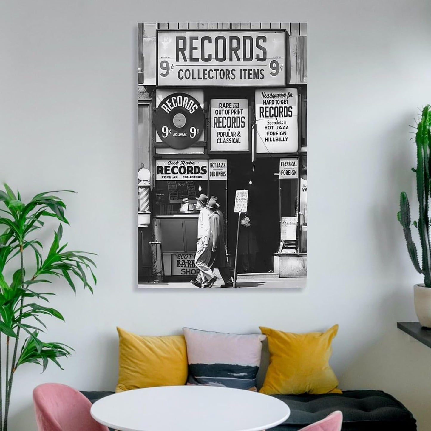 Fashion Black And White Photography Wall Art Vintage Preppy Record Shop Poster Retro Trendy Music Art Aesthetic Canvas Print for Music Lovers Gifts 20x30inch(50x75cm)