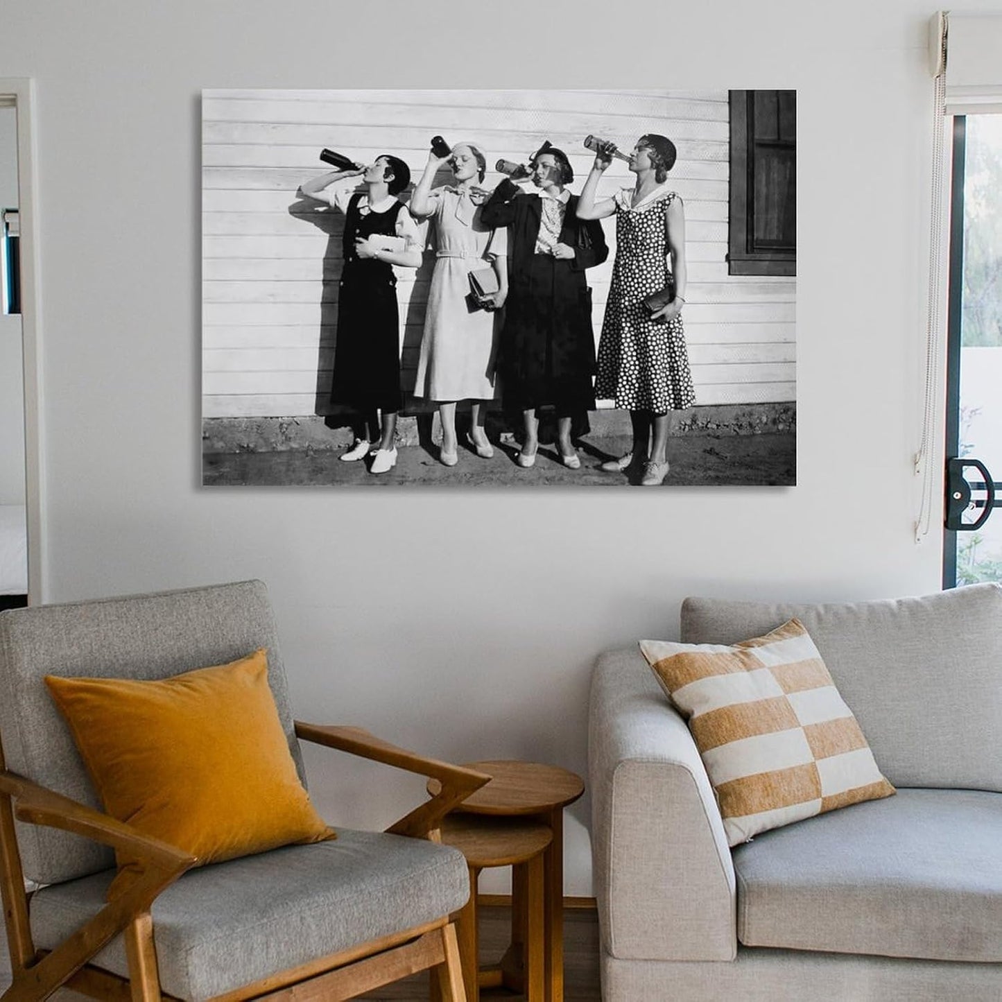 Women Drinking Beer Bar Decor Speakeasy Wall Art Vintage Prohibition Era Canvas Printing Art Painting Poster, for Home Bar Brewery Tavern Pub Wall Decoration 16x24inch(40x60cm)