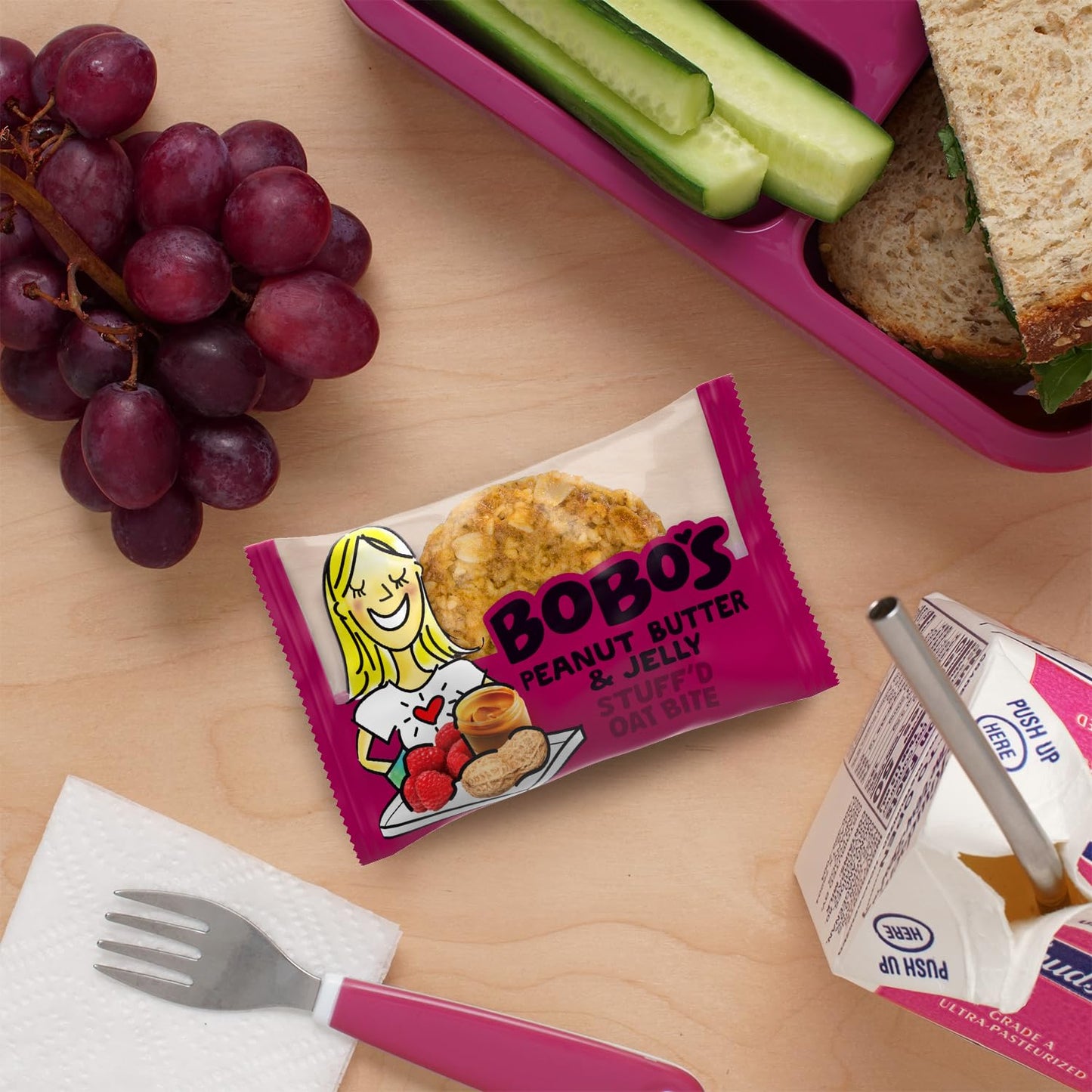 Bobo's Oat Stuff'd Bites, Peanut Butter & Jelly, 1.3 oz Bites (30 Pack Box), Gluten Free Whole Grain Snack, Vegan On-The-Go