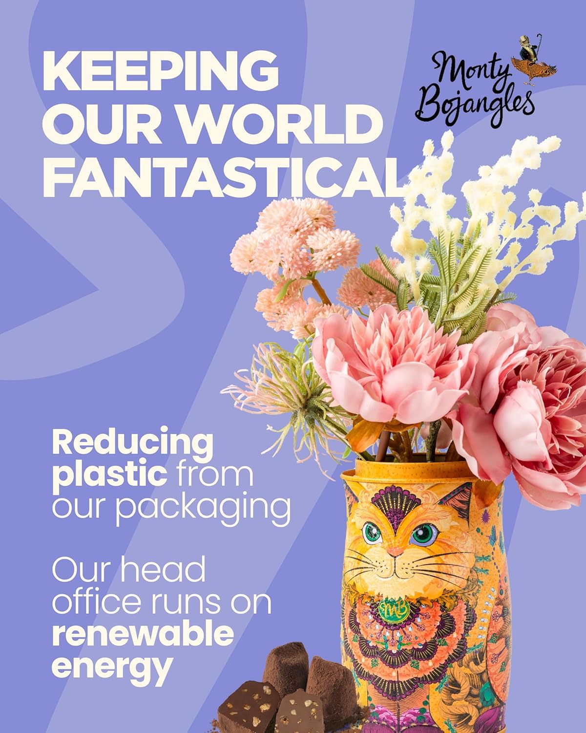 Monty Bojangles Cosmic Blink Cocoa Dusted Chocolate Truffles Cat Tin (4.7oz - Cookie Moon) Flavoured Luxury Chocolatey Truffles - Collectable Cat Tin, Chocolate Gift Box With Bespoke Design