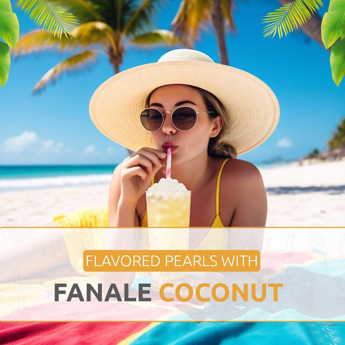 Fanale Popping Boba Pearls for Bubble Tea - 7 lb | Coconut Flavor | Bursting Boba Pearls Bubble | Fruit Juice Flavor for Shakes, Dessert, Smoothie