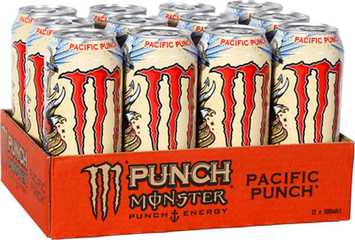 Juice Monster Pacific Punch, Energy + Juice, Energy Drink, 16 Ounce (Pack of 24)