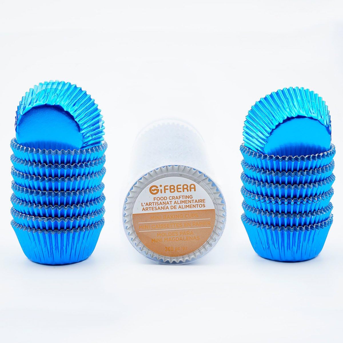 Gifbera Metallic Blue Foil Mini Cupcake Liners Muffin Cups, 300-Count