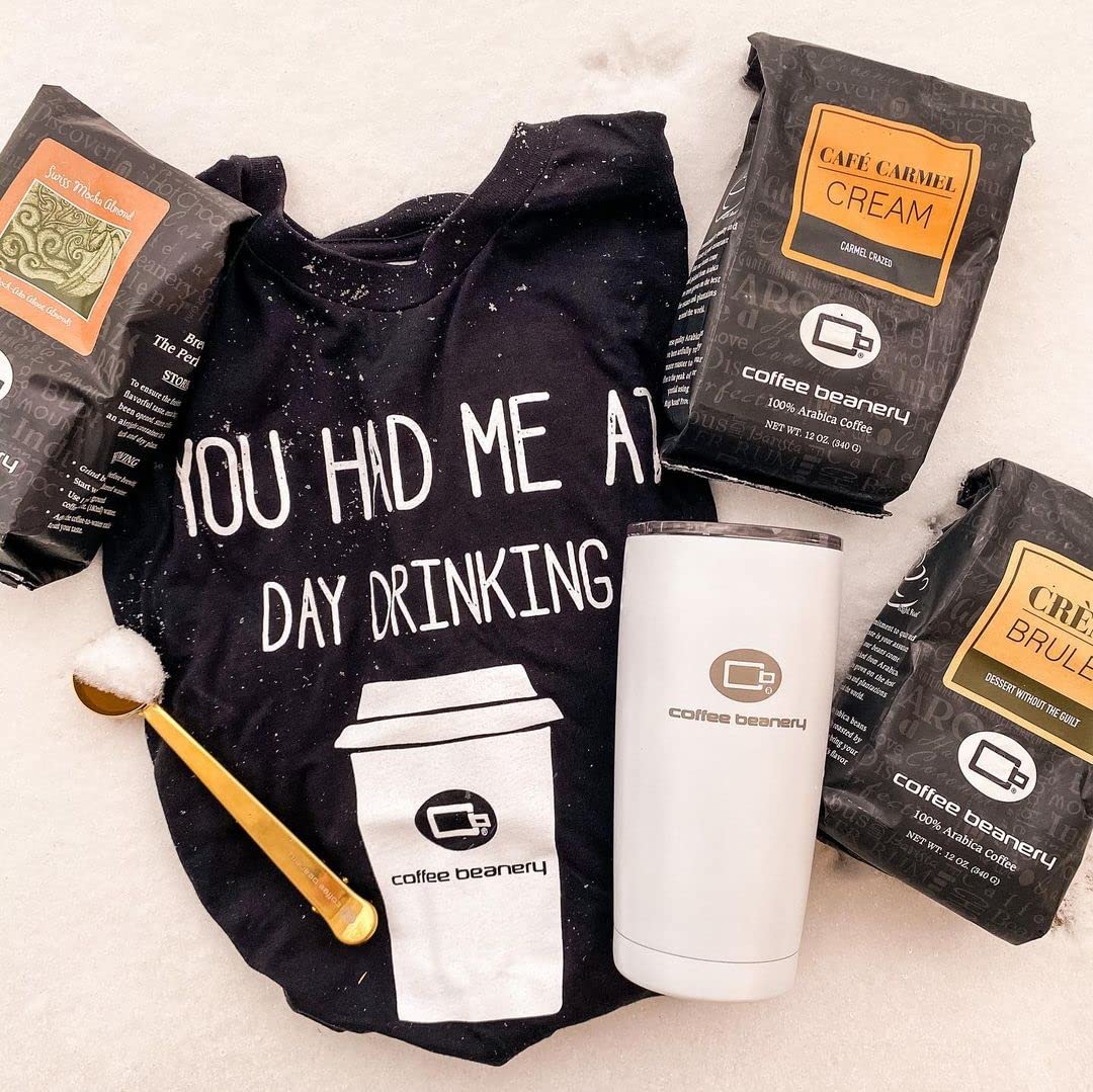 Coffee Beanery Caramel Vanilla Latte Flavored Coffee SWP Decaf, 1-1.75oz Try Me Size Coffee Sampler, Light-Medium Roast