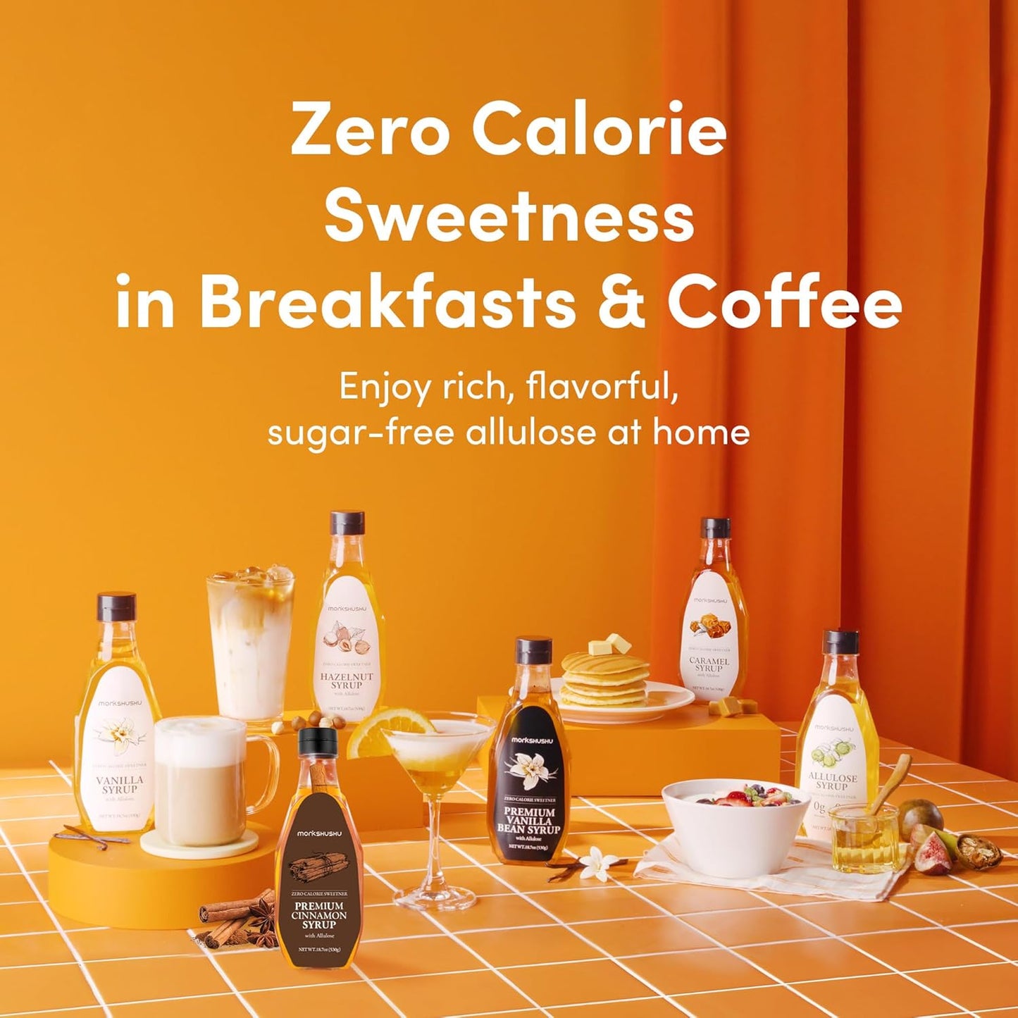 MONKSHUSHU Allulose Syrup 18.7 Fl Oz - Allulose 99.692%, Keto Diet, Vegan friendly, Stevia Blend Thin Syrup, Zero Calorie Sugar Substitute, Monk Fruit, Gluten Free, 0g Net Carbs, Non-GMO