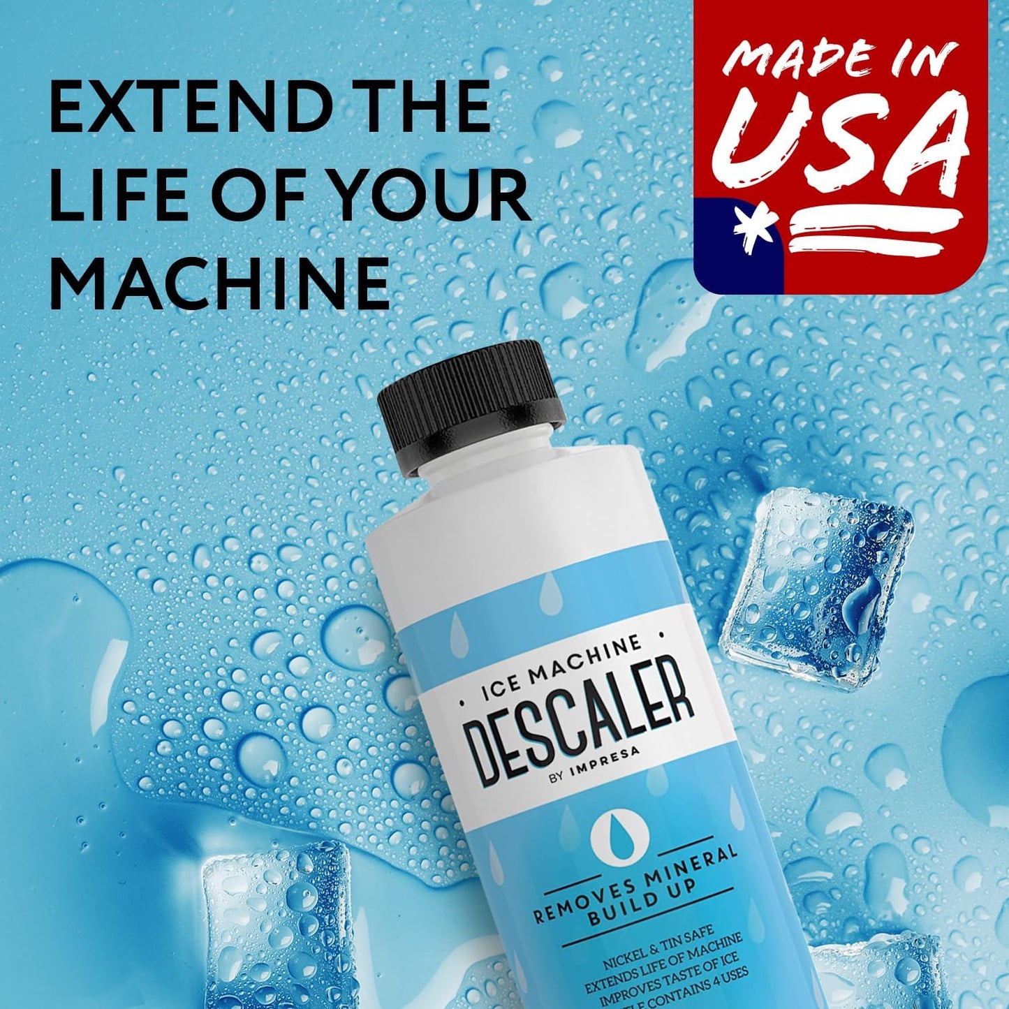 IMPRESA Ice Maker Cleaner & Descaler - 8 Fl Oz Bottle (4 Uses) - Universal Ice Machine Cleaner for Commercial & Residential Models - Compatible with Scotsman, Manitowoc & Other Brands