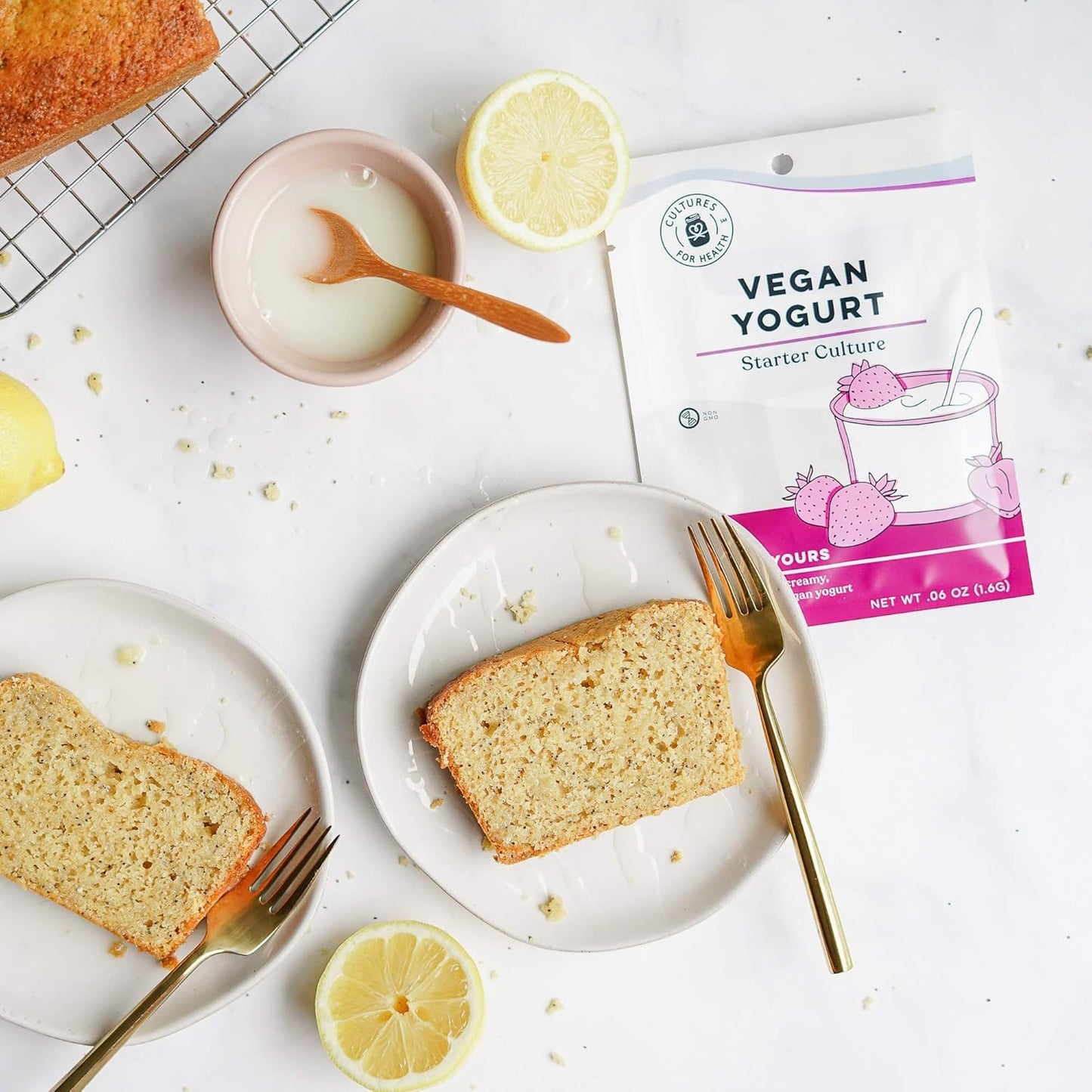 Cultures for Health Vegan Yogurt Starter Culture | 4 Direct-Set Packets | DIY Dairy-Free Yogurt from Plant Milks | Probiotic for Gut Health