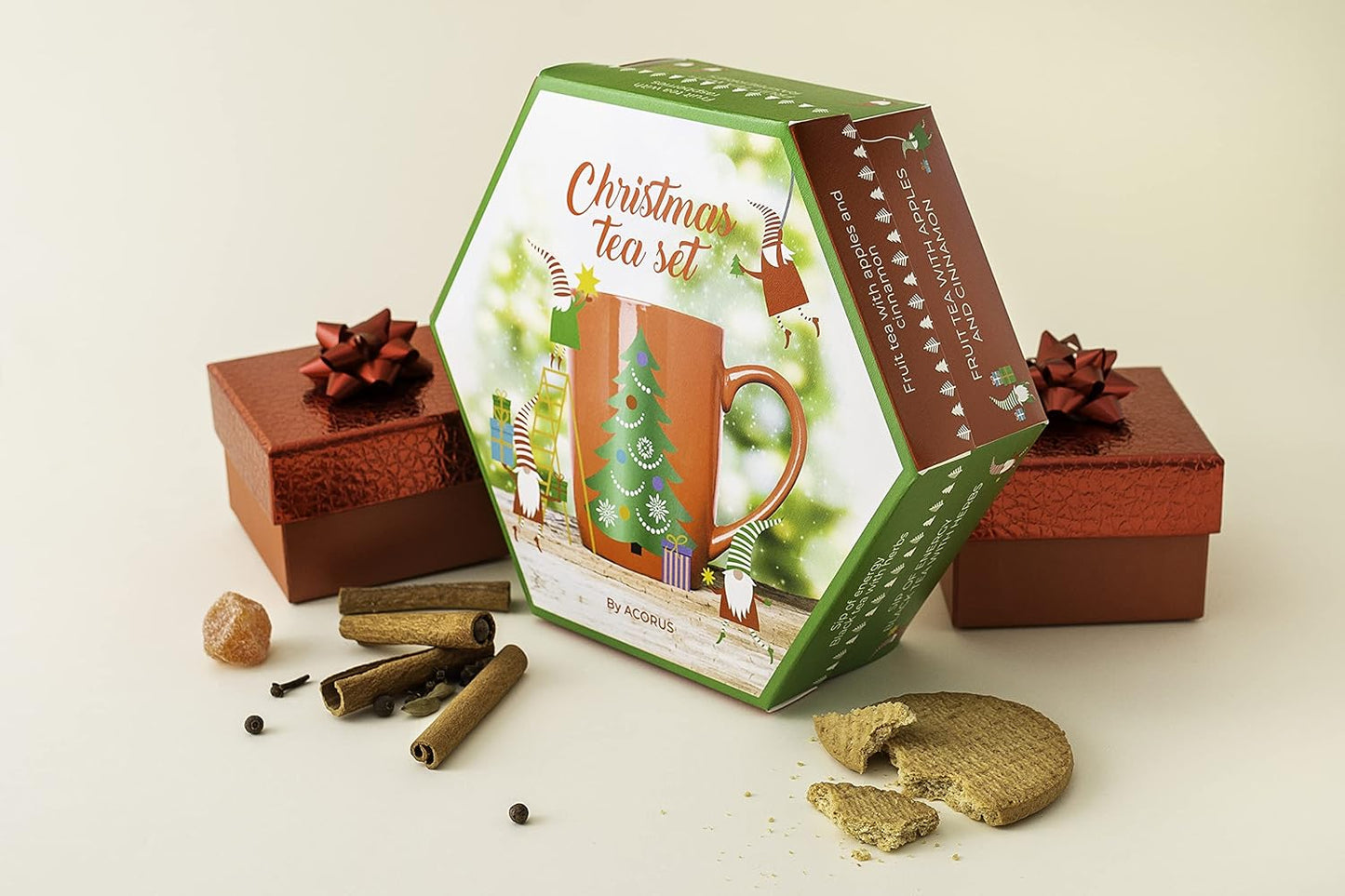 ACORUS Christmas Tea Set, Herbal Fruit Tea Gift Set, 60 Assorted Tea Bags Variety Pack, Herbal Tea and Fruit Tea Sampler, Specialty Tea Bags Individually Wrapped, Tea Gifts for Women, Men, Tea Lovers