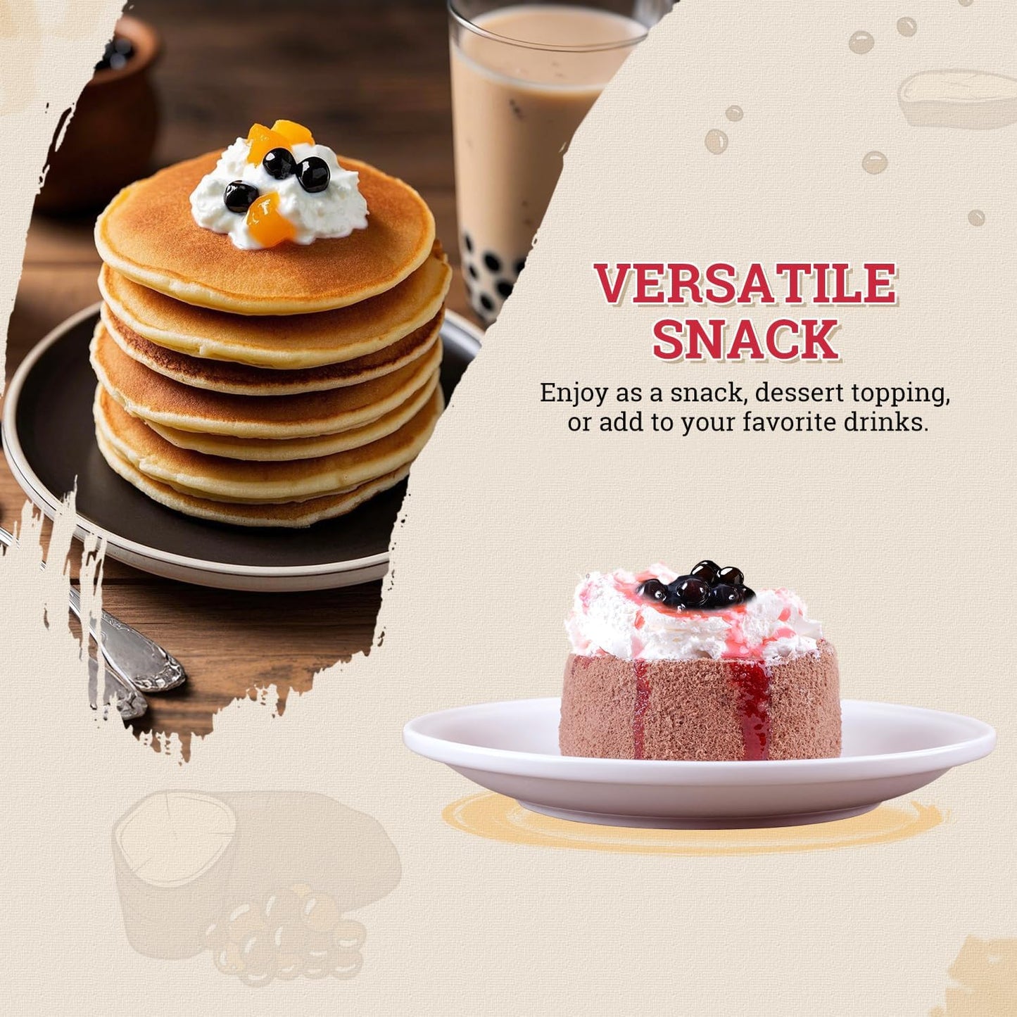 52USA Boba Tapioca Pearl, Black Sugar Flavor, Fresh Bubble Tea Pearl, 8.8 Oz (250 g), Black Tapioca Pearl For Bubble Tea, Ready in 5 Minutes (Pack of 1)