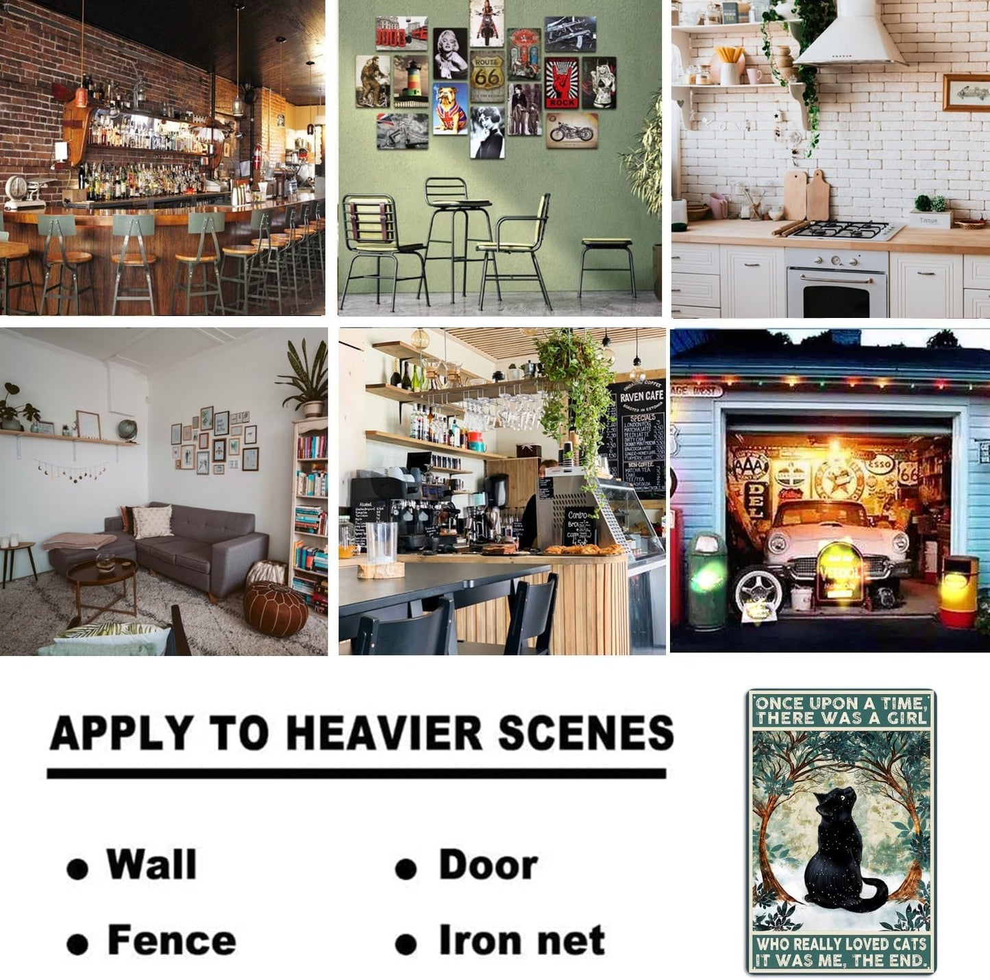 Fmcmly Black Cat Decor Tin Signs Once Upon a Time There was a Girl Who Really Loved Cats Personalized Metal Art Poster Gift For Women And Girl Home Kitchen Bedroom Garden Coffee Wall Decor 8x12 Inch