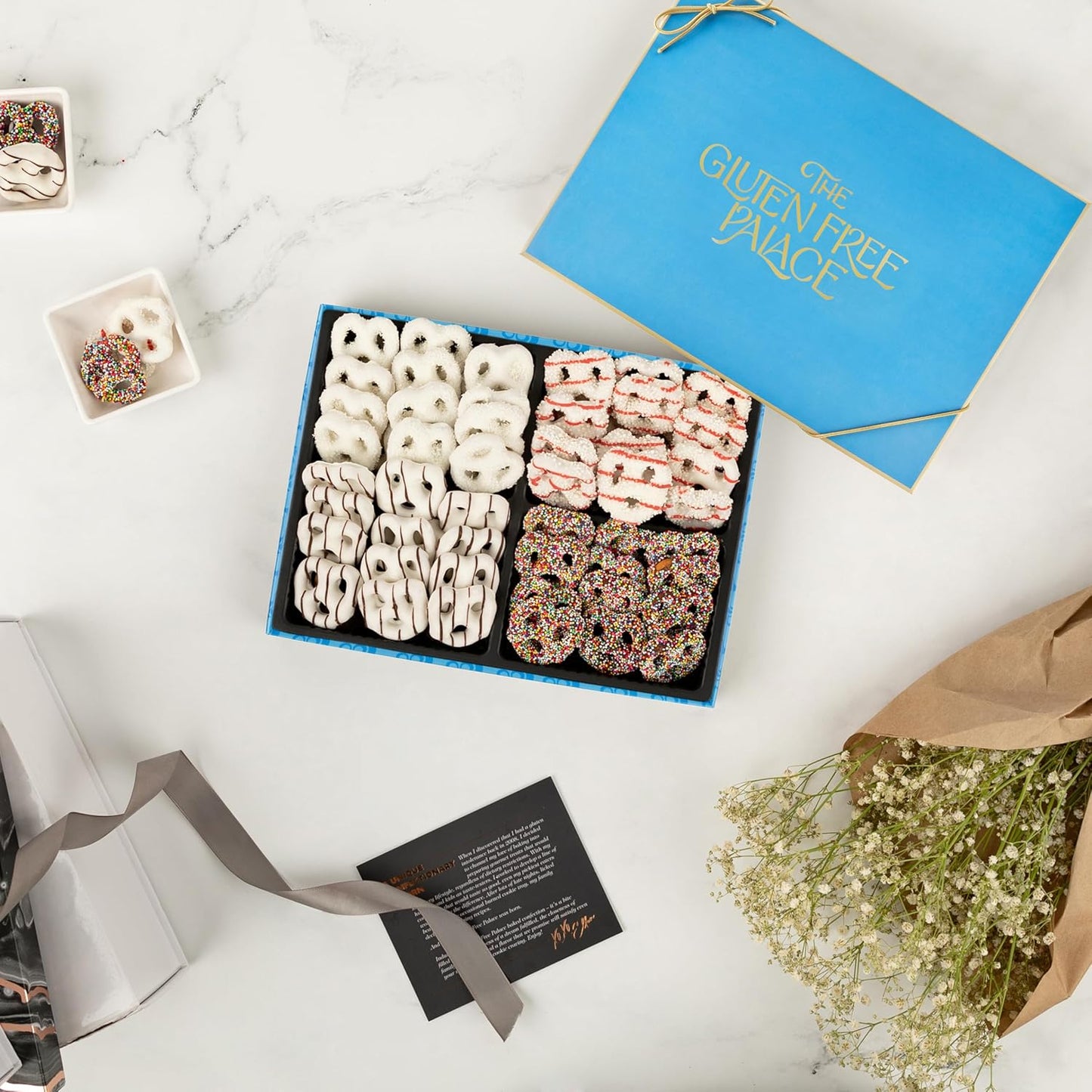 Gluten Free Palace Chocolate Covered Pretzels Gift Basket – Gluten Free Pretzel Chocolate Gifts – Thank You, Corporate, Birthday (4 Flavors)