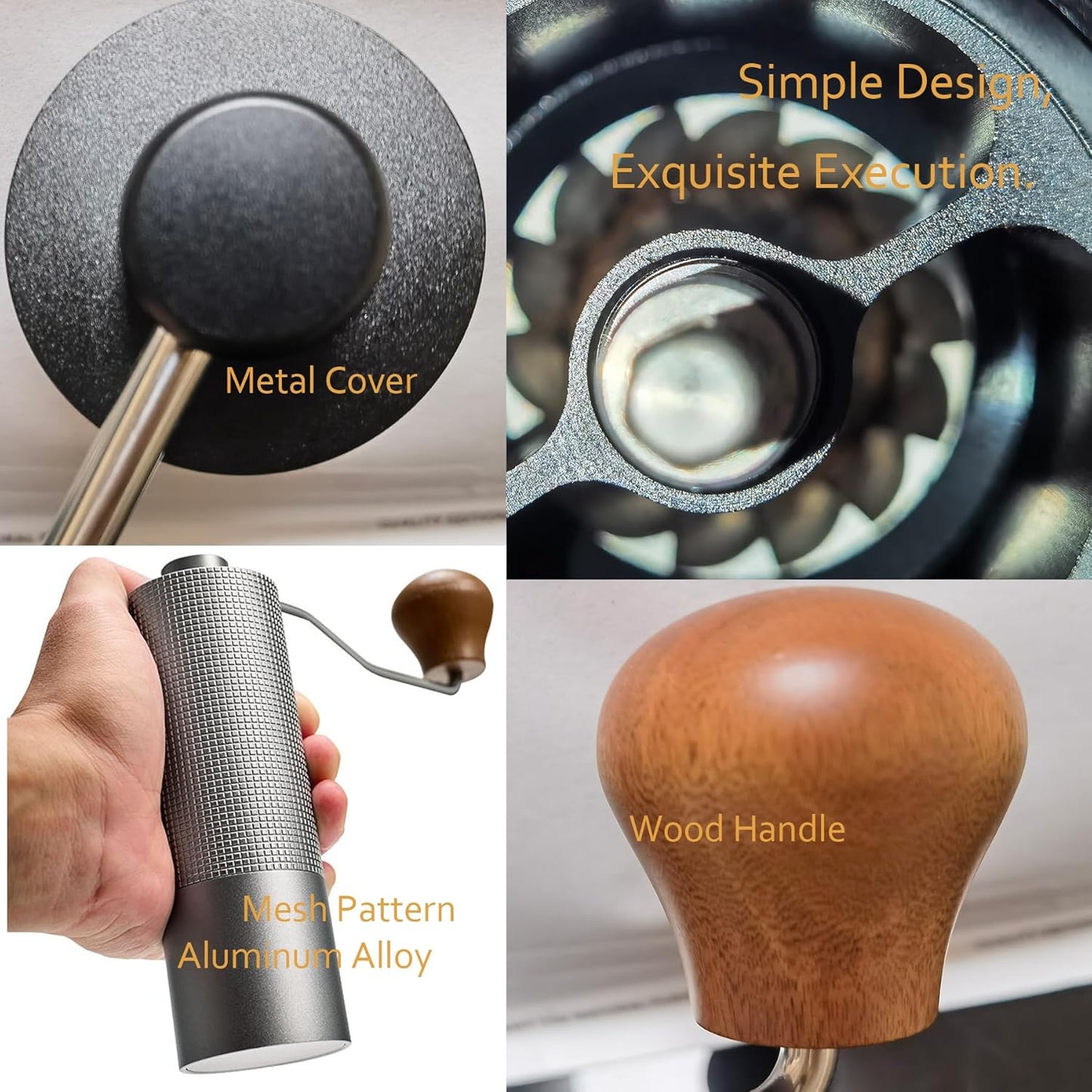 Manual Coffee Grinder, 7 Axis Stainless Steel Conical Burr coffee grinder, Coffee grinders for home use, Coffee hand grinder Aluminum Alloy Body, Coffee bean grinder Adjustable coarseness