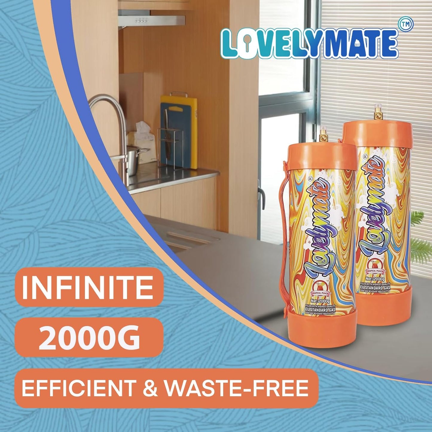 Whipped Cream Charger Tank 3.3L 2000G Whip Cream Charger Cylinder Food Grade Flavored (Tips Included) (1, Tropical Punch)