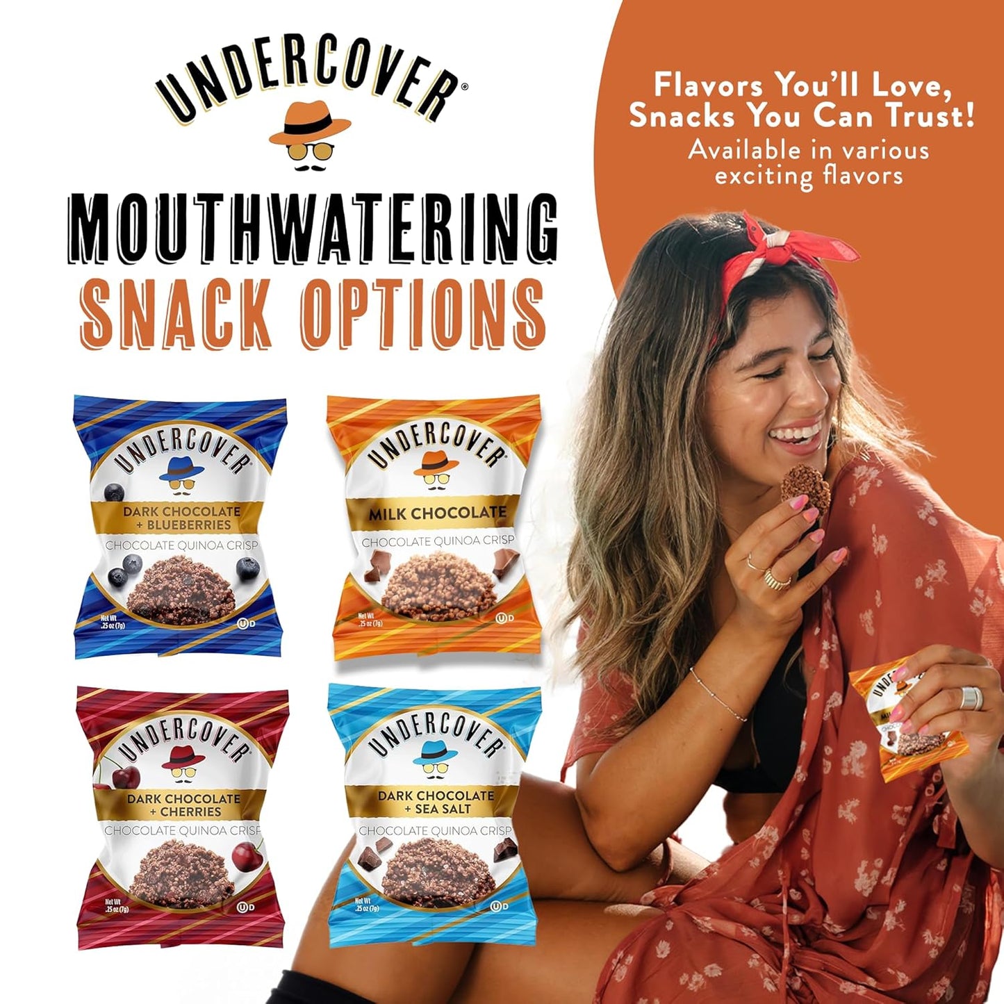 Undercover Snacks Chocolate Quinoa Crisps - Milk Chocolate | 70-Count, Individually Wrapped Crisps | Gluten Free, Nut-Free, Allergen Friendly, Kosher, NOT AIRLINE SIZE