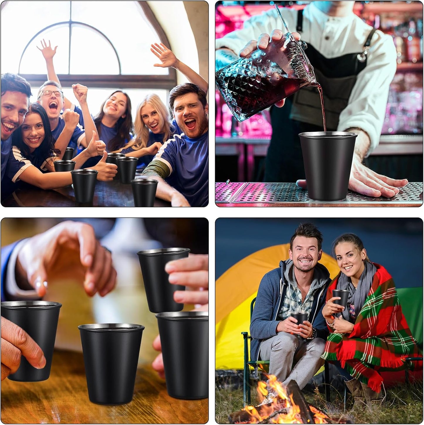 Lallisa 100 Pcs 2 oz Stainless Steel Shot Glasses Metal Cups Small Unbreakable Shot Glass for Espresso Whiskey Bar Home Restaurant Camping Barware Gift (Black)