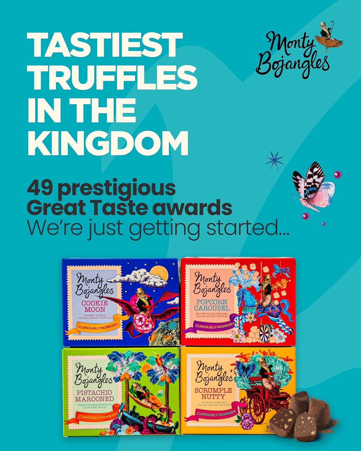 Monty Bojangles Cocoa Dusted Truffles Gift Tower (3 x 3.5oz Boxes) - 3 Flavors of Luxury Chocolate Truffle - The Perfect Chocolate Gift Box Selection