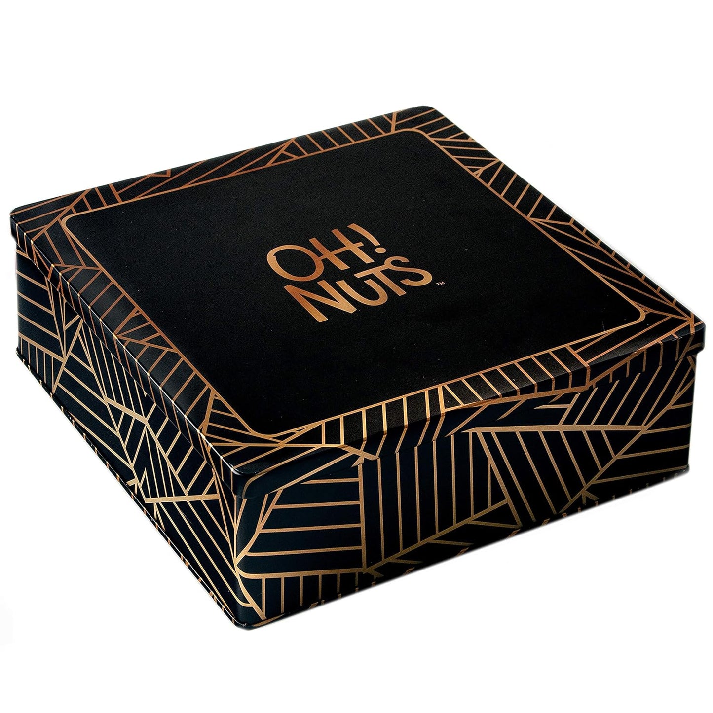 Oh! Nuts Chocolate Gift Basket - 6 Section Candy Square Metal Tin Box - Gourmet Assorted Chocolate Gifts Baskets - Healthy Chocolate Gifts Box for Birthday, Holiday, Corporate, Family, Men & Women