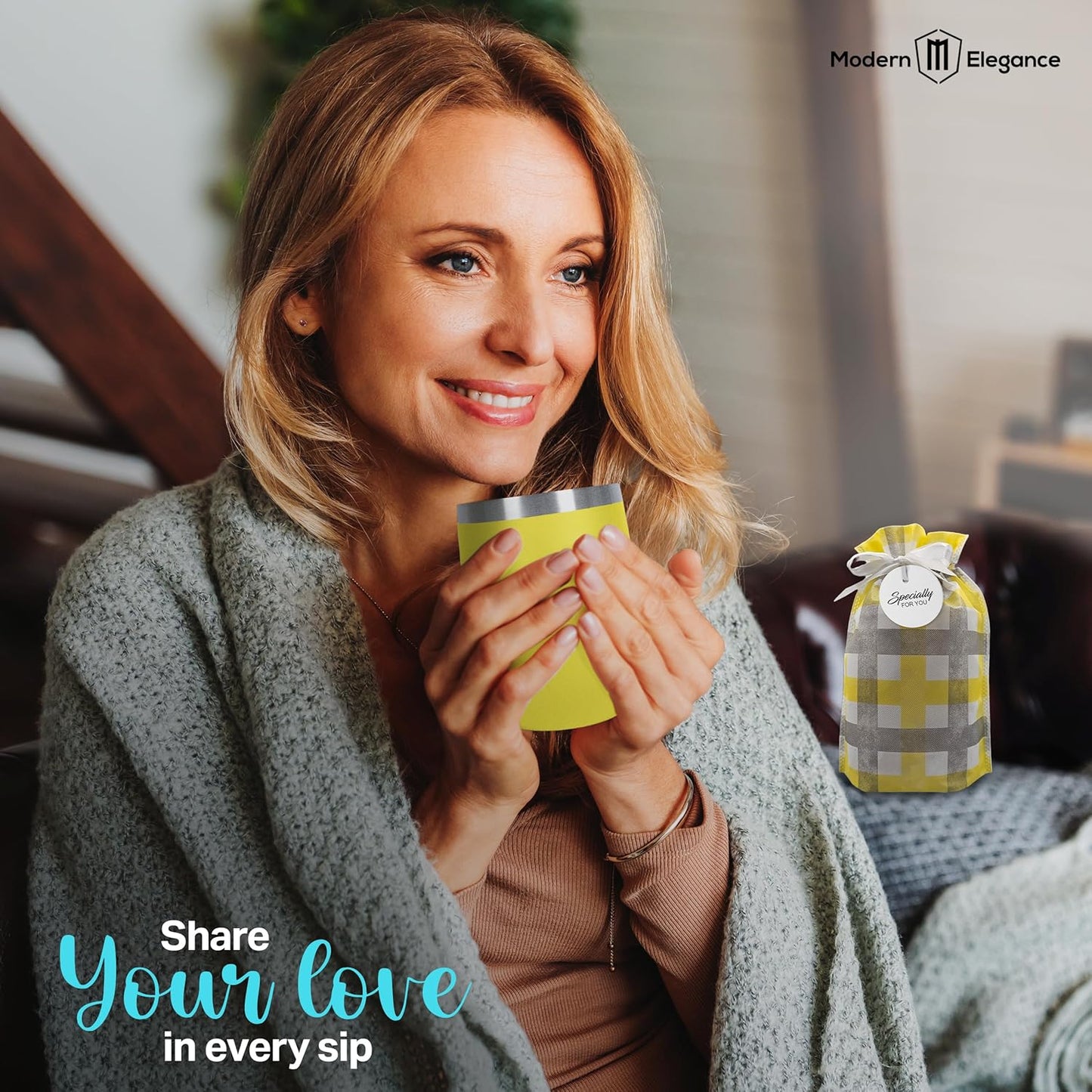 Tea Gift Set for Women & Men – Includes Assorted Teas, Elegant Mug & Honey (Yellow)