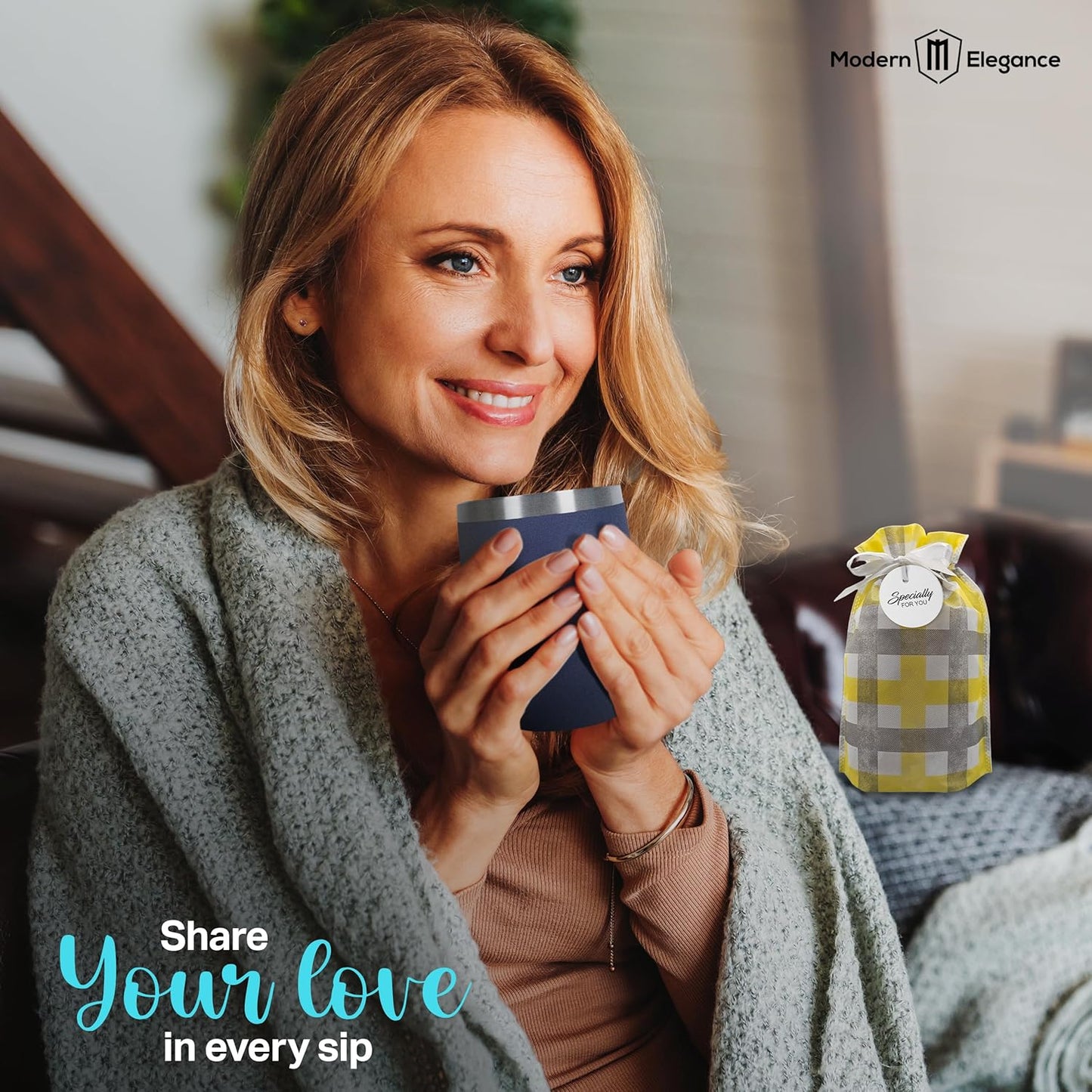 Tea Gift Set for Women & Men – Includes Assorted Teas, Elegant Mug & Honey (Blue)