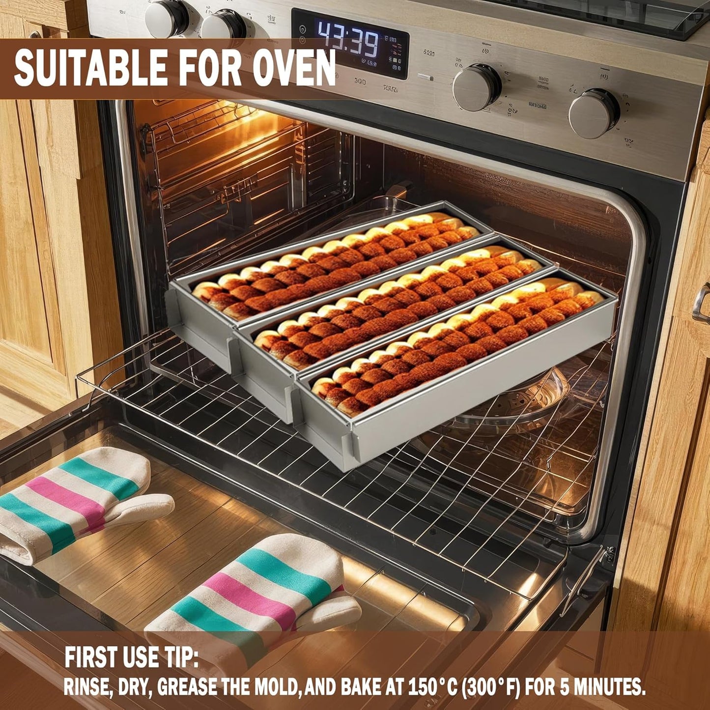 Aluminum Alloy Long Rectangle Tiramisu Cake Pan, Nonstick Baking Mold with Removable Frame for Cheesecake, Mousse, Brownies