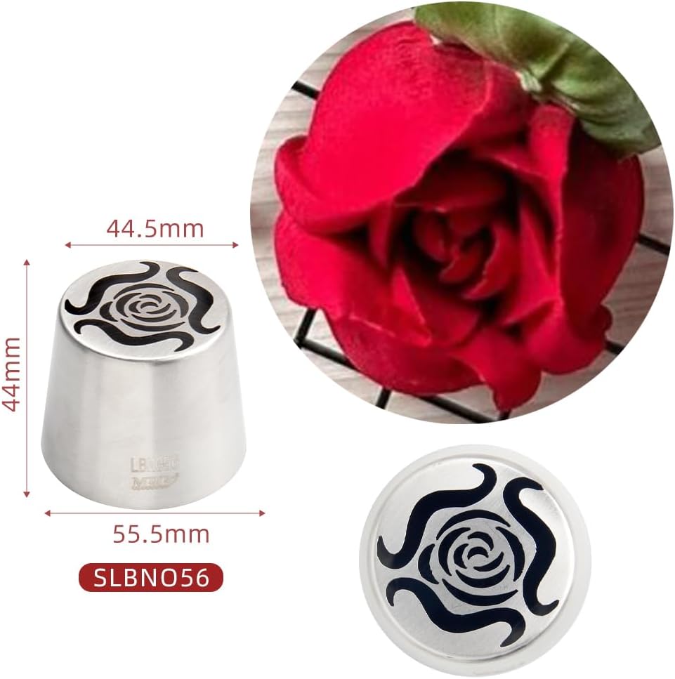 3 Pieces Stainless Steel XXL Russian Icing Nozzle Kit with 1 Leaf Tip & 1 Clean Brush,Cake Decorating Frosting Piping Tip,Pastry Baking Tools