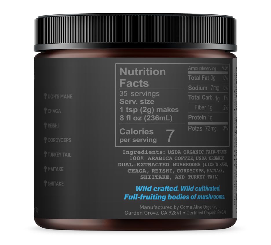 La Republica Founders Reserve Decaf Instant Mushroom Coffee Organic (35 Servings), Premium 50% More Shrooms, Rich Flavor