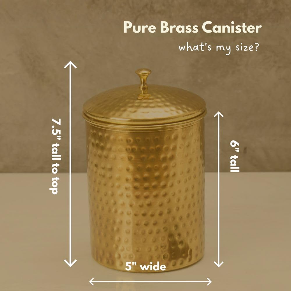 Gold Brass Canister for Coffee Tea Sugar Flour, Small Food Storage Container, Kitchen Countertop Decor, Kitchen Storage, Hand Hammered, 1pc
